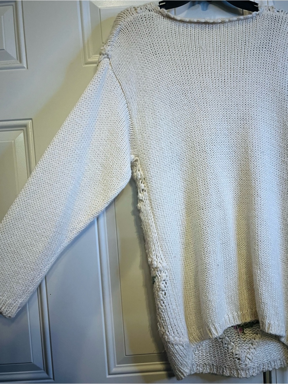 Vtg 80s 90s Needles & Yarn Floral Knit Cottagecore Coquette Sweater M Pearl - Picture 6 of 10